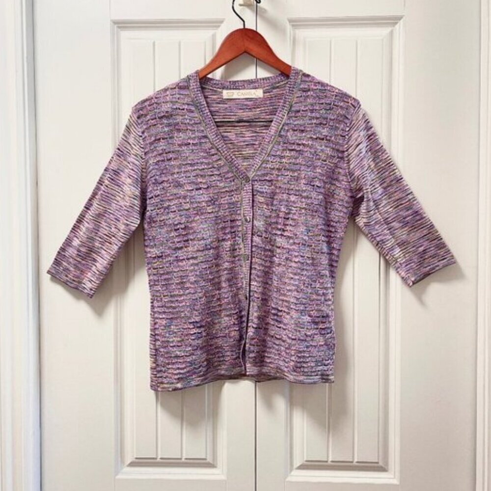 Vintage Camela Mermaid Textured Knit Cardigan Purple